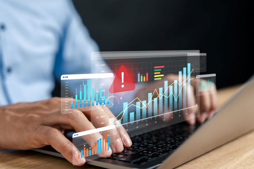Marketing analytics dashboard displaying warning indicators representing common SEO mistakes that prevent ranking in AI Overviews.