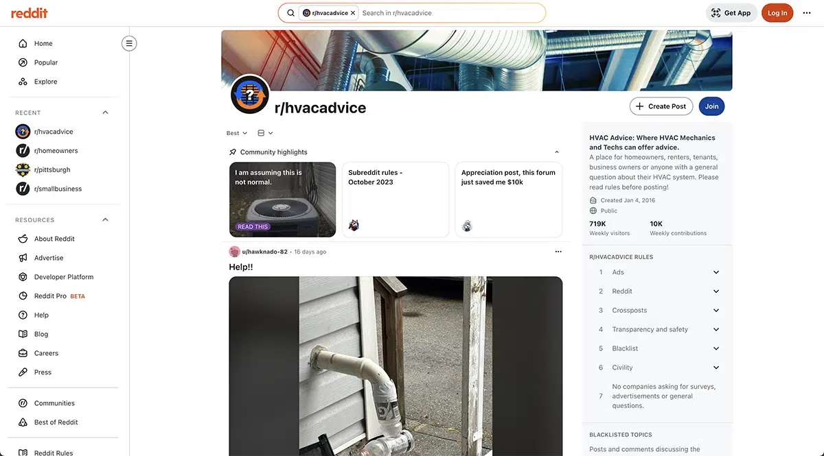 Reddit HVAC Community